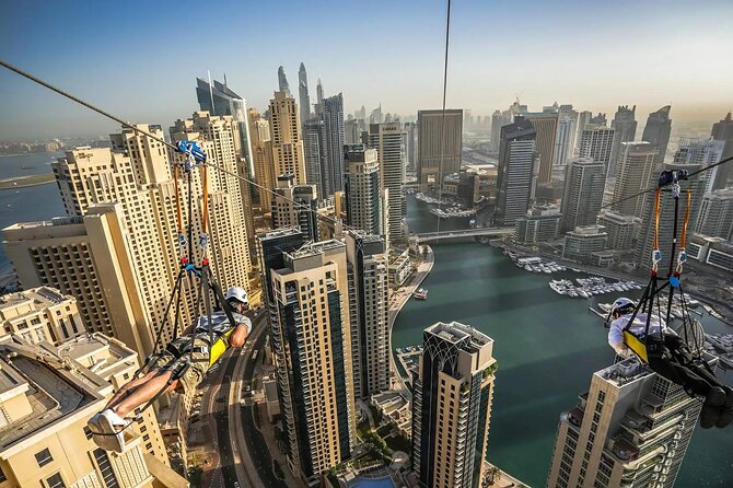 XLine Dubai Marina Zipline Ride with Transfers Options - The launch and the high-speed ride