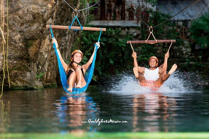 Xplor zip line park with transportation - A 400-meter swim through the stalactite river