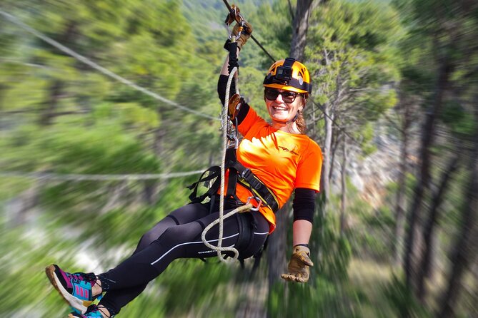 Zip line Tucepi - Getting fitted with certified zipline equipment